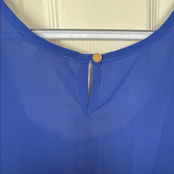 Wishful Park Royal Blue Sheer Sleeveless Cocktail Casual Top XL - Picture 7 of 8
